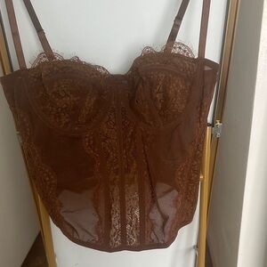 Elegant Brown Lace Bustier